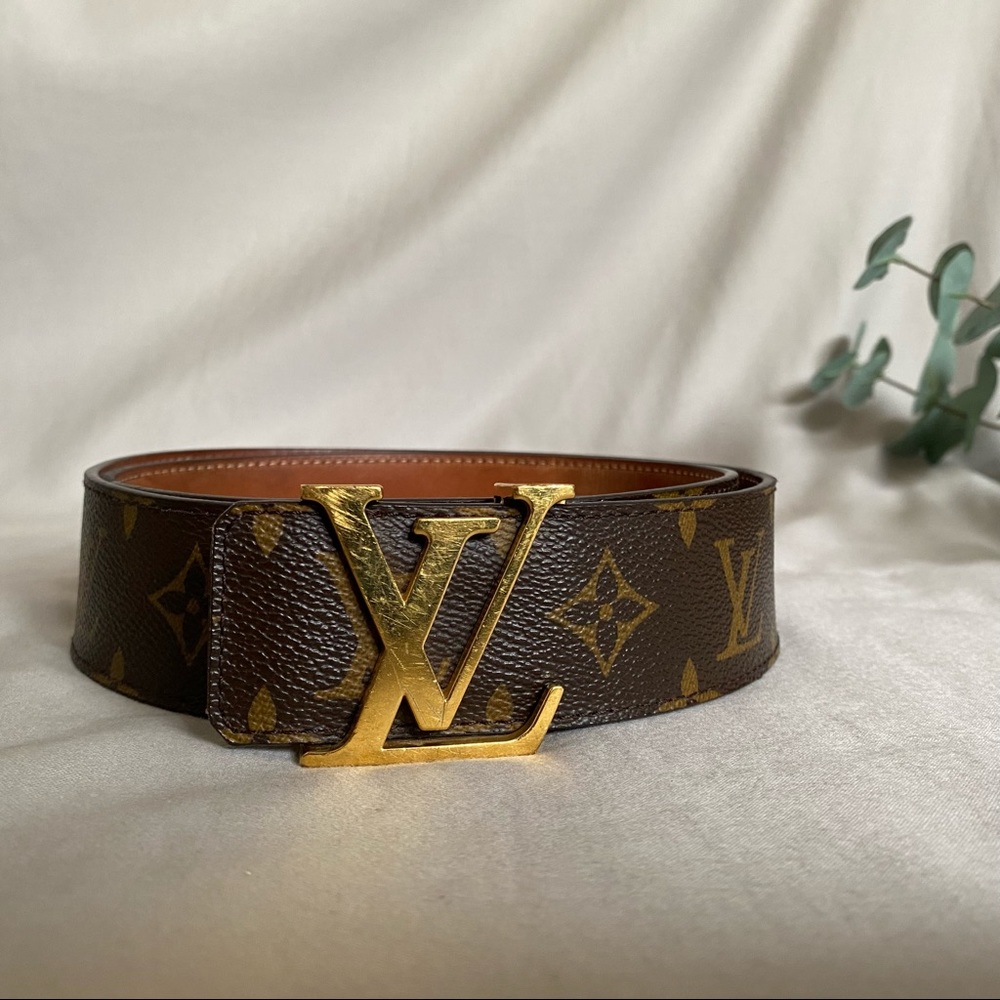 Louis Vuitton Brown & Gold Leather Monogram Belt
